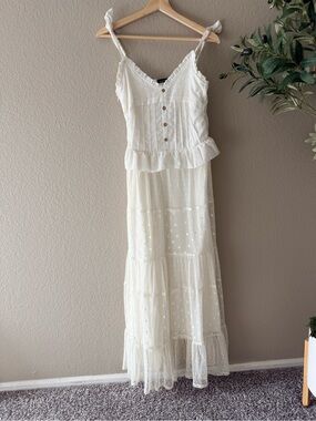 Ivory Maxi Dress with Button-Front Bodice